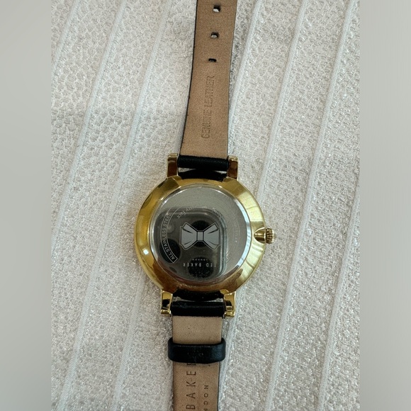 COPY - Ted Baker Gold Tone Watch with Floral Dial & Black Leather Band main image 4